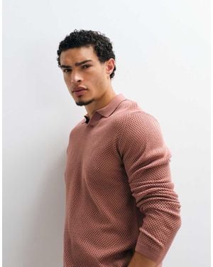 ASOS Polo Holgado Con Cuello De Muesca De Pointelle De Punto - Rosa