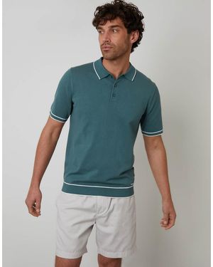 Threadbare Knitted Short Sleeve Polo Shirt - Blue