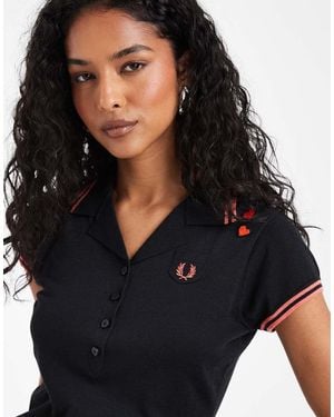 Fred Perry X Amy Winehouse Pocket Detail Knitted Polo Shirt - Black