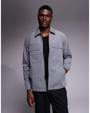 BOSS Lozzy Zip Thru Utility Overshirt - Grey