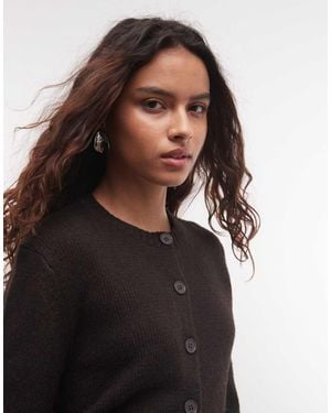 Monki Chunky Rib Cuff Knitted Cardigan - Black