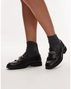 Tommy Hilfiger Chain Leather Loafers - Black