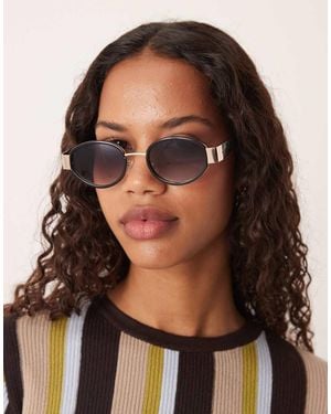 ASOS Metal Frame Oval Sunglasses - Brown