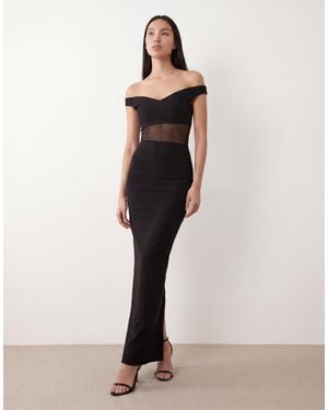 Vesper – schulterfreies maxikleid aus bengaline - Schwarz