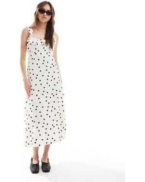 New Look Ruffle Sleeve Cami Midi Dress - White