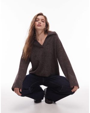 ARKET Alpaca Wool Blend Knitted Sweater With Polo Collar - Blue