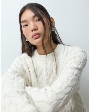 Noisy May Zopfstrick-pullover - Grau