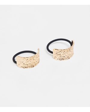 ONLY 2-pack Metal Textured Cuff Hair Tie - Metallic