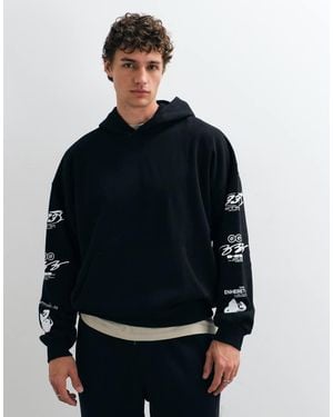 ASOS Extreme Oversized Hoodie With Sleeve Print - Black