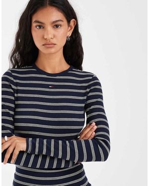 Tommy Hilfiger Flag Logo Slim Fit Long Sleeve T-shirt - Blue