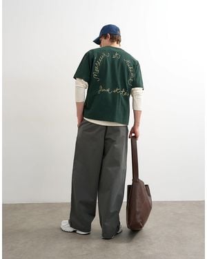 TOPMAN T-shirt décontracté à broderie « monsieur » sur le devant et au dos - foncé - Vert