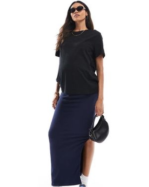 Mama.licious Falda Larga Sin Costuras Con Banda Por Encima Del Vientre De Mamalicious Maternity - Azul