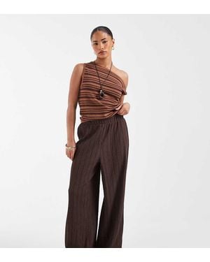 Only Petite Pantaloni Testurizzati A Fondo Ampio Cioccolato - Marrone