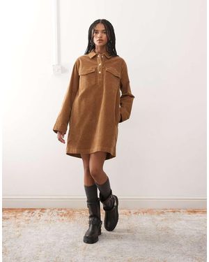 Noisy May Cord Mini Dress - Natural