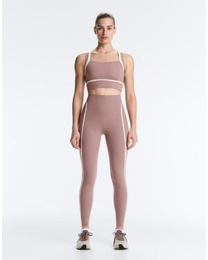 Oysho High-Rise Compressive Core-Control Ankle-Length Leggings With Contrast Details - White