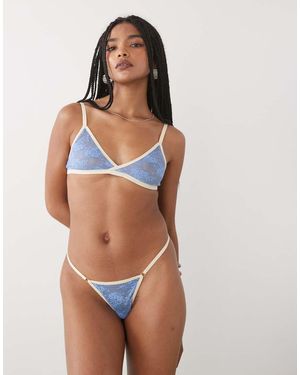 Motel Sarua Contrast Edge Lace Lingerie Thong - Multicolour