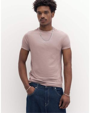 Pull&Bear Basic Muscle Fit T-Shirt - Blue