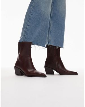 & Other Stories Suede Leather Pointed Toe Heeled Ankle Boots - Blue