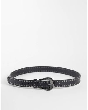 ASOS Gürtel aus kunstleder mit welliger, geschmolzener schnalle und nieten - Grau