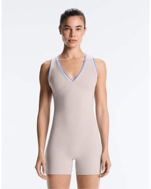 Oysho Contrast Compressive Short Jumpsuit - White