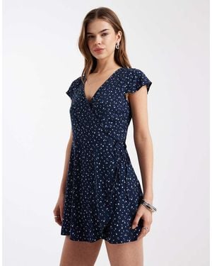 Hollister Short-sleeve Wrap Mini Dress - Blue