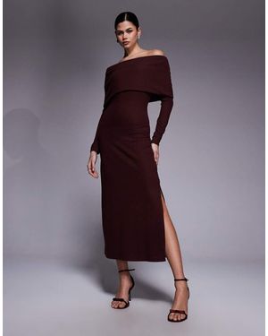 ASOS Supersoft Fold Over Bardot Maxi Dress - Purple