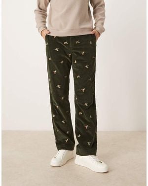 GANT Geborduurde Corduroy Broek Met Rechte Pasvorm - Naturel