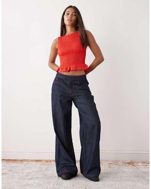 Collusion Denim Jeans Van Chambray Met Wijde Pijpen - Blauw