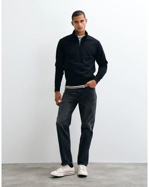 Mango Cotton Rich Quarter Zip Sweatshirt - Blue