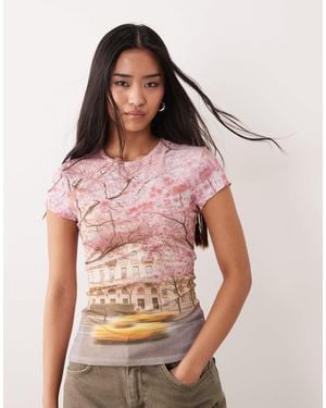 ASOS Baby Tee With Nyc Blossom - Pink