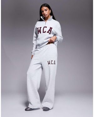 ASOS Weekend Collective Co-Ord Wide Leg Jogger With Varsity Sweatshirt - Blue