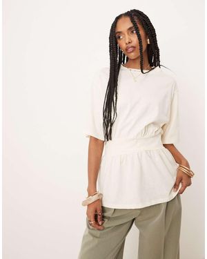 ASOS T-Shirt Oversize Color Crema Stretta - Neutro