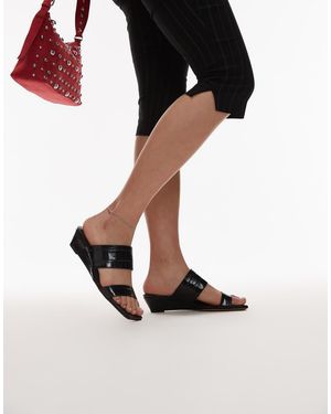 ARKET Echt Leren Sandalen Met Sleehak En Krokodillenmotief - Zwart