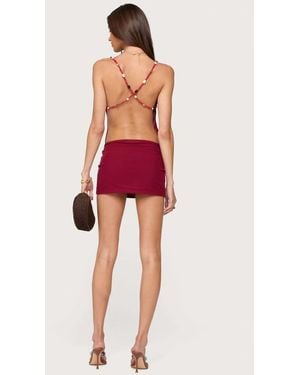 Edikted Beaded Cowl Neck Backless Mini Dress - Red