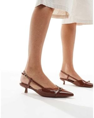 schuh Sybill Kitten Heel Slingback Shoes - Brown