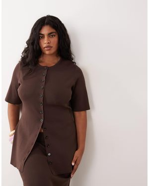 Pretty Lavish Curve – lilah – longline-strickoberteil - Braun