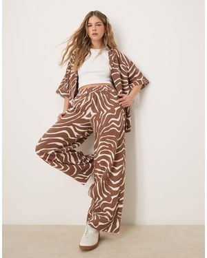 ASOS Cheesecloth Pull On Pants With Raw Edge Detail Co-ord - Natural