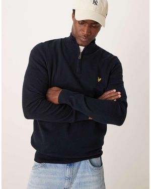 Lyle & Scott Merino Quarter Zip Jumper - Blue