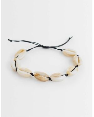 ASOS Cord And Faux Shell Bracelet - Natural