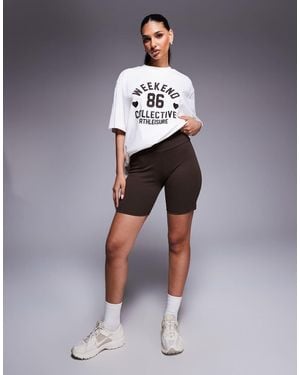 ASOS Weekend Collective Co-Ord Legging Short With Heart Graphic - Blue