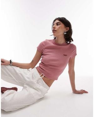 Tommy Hilfiger Off Centre Script Logo T-Shirt - Pink