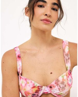NA-KD Wide Strap Draped Bikini Bra - Pink