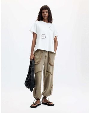 Desigual T-shirt mit stickerei - Weiß