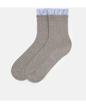 Pull&Bear Combined Knit Socks - Grey