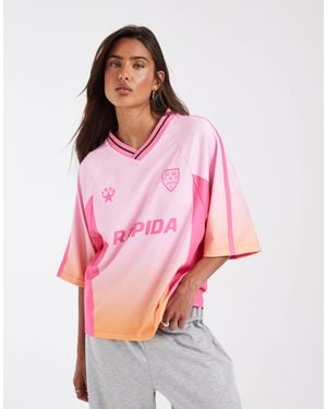 ASOS Oversized V Neck Football T-shirt - Pink