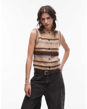 TOPSHOP Brushed Button Through Tank - Black