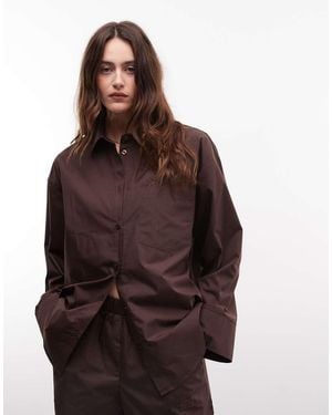 Noisy May Camicia Oversize Color Cioccolato Con Tasca - Marrone