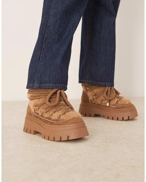 ASOS Acclaim Shearling Lace-up Snow Boots - Blue