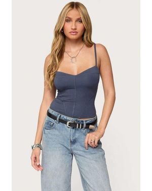 Edikted Katanya Lace Up Top - Blue