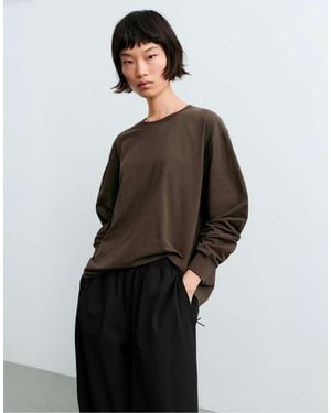 Oysho Long Sleeve Oversize T-Shirt - Brown